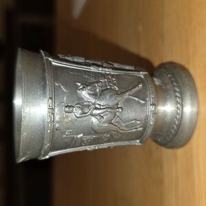 Vintage Silver German Pewter  Decorative Cup with Equestrian Design